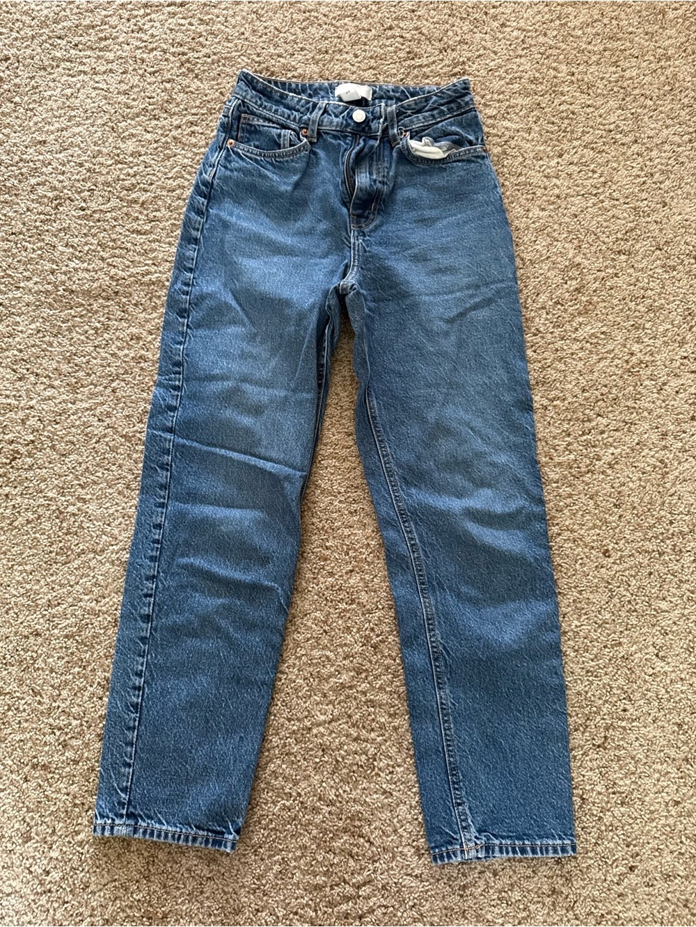 H&M High Rise Straight Leg Mom Jeans Medium Wash Women’s US 2